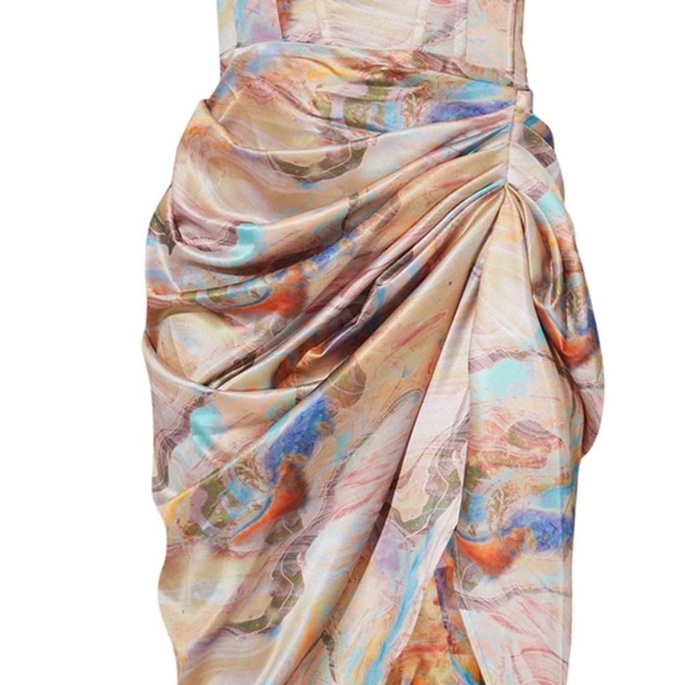 PRETTYLITTLETHING Elegant Multicolor Draped Dress